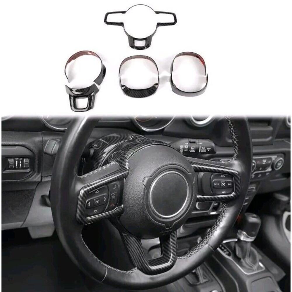 2018-23 Jeep Wrangler JL Gladiator JT Carbon Fiber Steering Wheel Cover Trim 7pc